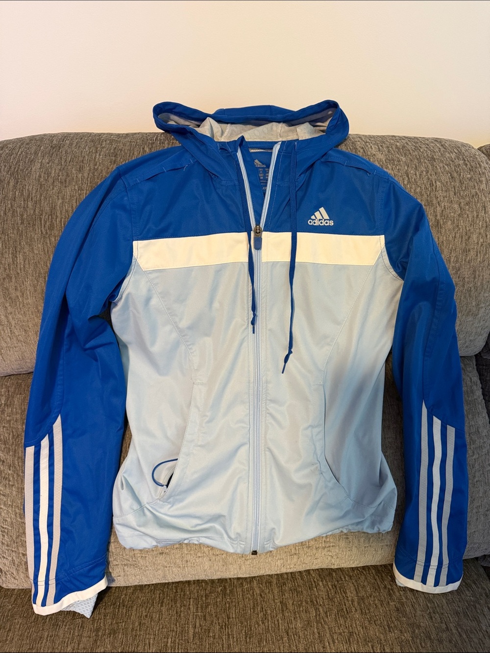 adidas Two-Tone Blue Hooded Track Jacket